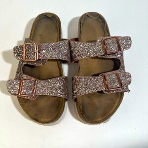 Glitter Rose Gold Buckle Sandals